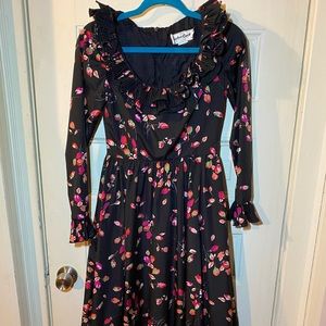 Victor Costa Dresses | Vintage 70's Victor Costa Nylon Dress Black Ruffle